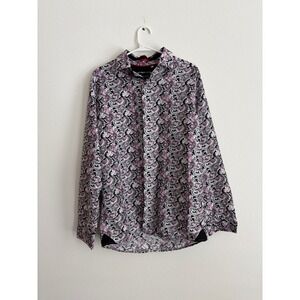 Silver Stone Collection Mens XL Modern Fit Paisley Floral Button Down Shirt